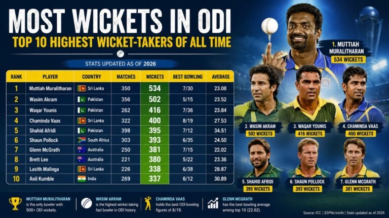 Most Wickets in ODI Top 10 Highest Wicket-Takers of All Time (2026)
